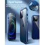 KumWum Full Body Magnetic Case for iPhone 12 Mini Front and Back Tempered Glass Aluminum Bumper Double Sided Clear Cover Built in Camera Lens Protector, Gold