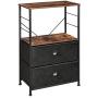 SONGMICS Nightstand, Industrial Bedside Table with 2 Fabric Drawers, Storage Shelves, Vertical Dresser Storage Tower with Wooden Top, Metal Frame, Labels, Rustic Brown and Black ULVT03H SONGMICS Nightstand, Industrial Bedside Table with 2 Fabric Drawers, Storage Shelves, Vertical Dresser Storage Tower with Wooden Top, Metal Frame, Labels, Rustic Brown and Black ULVT03H