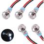 smseace 5PCS White DC/AC12V-24V Energy Saving 1/4‘’ Indicator Light Mounting Hole 6mm with 150mm Cable Length Metal Waterproof LED Indicator Light DQ-6T-W-12
