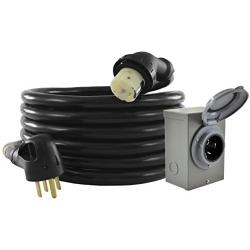 Conntek GIB1450-025 Duo-Rain Seal 50Amp Power Inlet Box and Temp Power Cord Combo Kit, 25 Feet