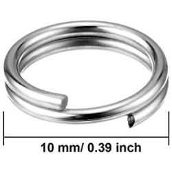 EBOOT 100 Pieces Split Rings Set Mini Key Chain Ring Metal Key Rings, Silvery (0.39 Inch)