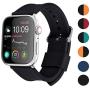 Apple Watch Band Silicone Compatible Apple Watch 40mm 38mm 42mm 44mm, Fullmosa Rainbow Soft Rubber iWatch Band with Stainless Steel Buckle for Apple Watch SE/6/5/4/3/2/1, Black 40mm 38mm