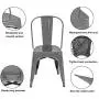 BONZY HOME Metal Dining Chairs, Stackable Side Chairs with Back, Indoor Outdoor Use Chair for Farmhouse, Patio, Restaurant, Kitchen, Set of 4 (Silver)