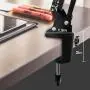 LED Desk Lamp, AXUF Metal Swing Arm Desk Lamp with Clamp, Eye-Caring Modern Architect Task Lamp, Dimmable Office Table Lamp with 3 Color Modes 10 Brightness Levels & Adapter, Memory Function,14W-Black