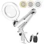 LED Magnifier Desk Lamp, 5X Magnifying Glass with Light, 3 Modes 10 Dimming, Foldable Metal Arms and Adjustable Clamp Base for Close Work Hobby Repairing Reading Crafts