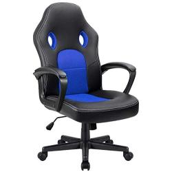 Furmax Office Chair Desk Leather Gaming Chair, High Back Ergonomic Adjustable Racing Chair,Task Swivel Executive Computer Chair Headrest and Lumbar Support (Blue)