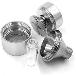 Powder Spice Grinder Hand Mill Funnel - Metal 3 Piece 1.75 inch with Vial- By TitanOwl