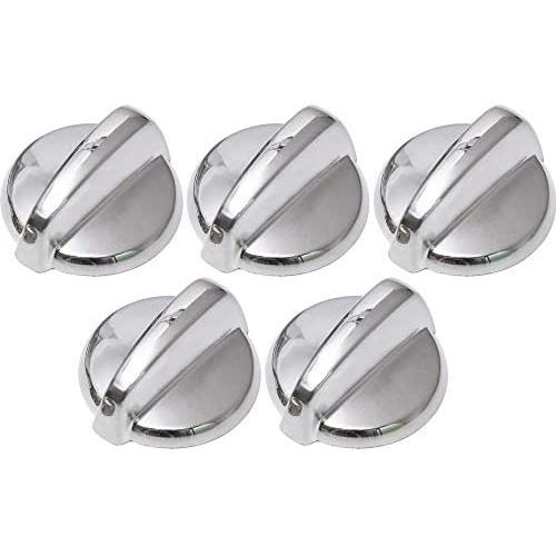 Ultra Durable WB03T10284 Range Control Knob Stainless Steel Finish Replacement Part by Blue Stars - Exact Fit for GE Range/Stove/Oven - Replaces 1373043 AP4346312 PS2321076 - Pack of 5
