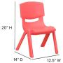 Flash Furniture Red Plastic Stackable School Chair with 10.5 Seat Height