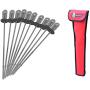 Cave Tools Barbecue Skewers Set (10) - Stainless Steel Wide BBQ Kabob Sticks - 12 Inch Flat Metal Shish Kabab with Food Remover Disc for Grilling