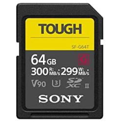 Sony TOUGH-G series SDXC UHS-II Card 64GB, V90, CL10, U3, Max R300MB/S, W299MB/S (SF-G64T/T1), Black