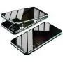 HONTECH Magnetic Case for iPhone 11 Pro Max, Slim Privacy Magnetic Adsorption Front and Back Tempered Glass with Built-in Screen Protector Metal Bumper Flip Cover 6.5 inch, Dark Green