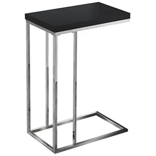 Monarch Specialties 3018, Chrome Accent Metal Base C-Table, Glossy Black Monarch Specialties 3018, Chrome Accent Metal Base C-Table, Glossy Black