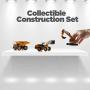 Top Race Metal Diecast Construction Toys Set of 3, Loader, Excavator, Dump Truck Pack of 3 Metal Realistic Construction Trucks Models 1:60 Scale