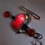 HTTMT- Motorcycle Chrome Amber Metal Tombstone Brake Tail W/Light Signal Compatiable With Big Twin Motorcycle Bike [P/N: XH3118B-A-01-CD+AMBER]