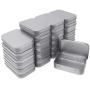 24 Pack Metal Rectangular Empty Hinged Tins Box Containers Mini Portable Box Small Storage Kit, Home Organizer, 3.75 by 2.45 by 0.8 Inch Silver