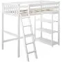 Max & Lily Solid Wood Twin-Size High Loft Bed with Bookcase, White