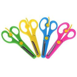 Honbay 4pcs Artwork Safety Anti-pinch Kids Scissors Cutting Tools Paper Craft Supplies