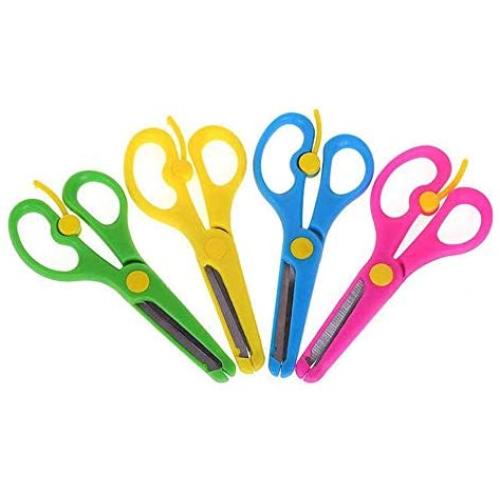 Honbay 4pcs Artwork Safety Anti-pinch Kids Scissors Cutting Tools Paper Craft Supplies