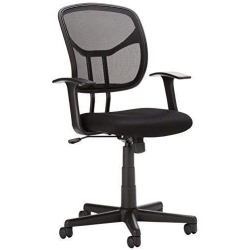 Amazon Basics Mesh, Mid-Back, Adjustable, Swivel Office Desk Chair with Armrests, Black