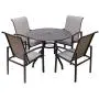 Fit Right 5 Pieces Outdoor Dining Set Patio Furniture with Metal Slat Finish, Steel Tube 38'' Round Dining Table and Patio Chairs with 1‘5“ Umbrella Hole Fit Right 5 Pieces Outdoor Dining Set Patio Furniture with Metal Slat Finish, Steel Tube 38'' Round Dining Table and Patio Chairs with 1‘5“ Umbrella Hole