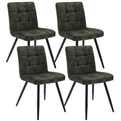 Duhome Dining Chairs Reception Chairs, Accent Living Room Chairs Fabric with Black Metal Legs for Living Room/Kitchen/Vanity Set of 4 Green