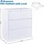3 Drawer File Cabinet with Lock, Steel Metal Lateral Filing Cabinet, Large Capacity File Cabinet for Home Office 3 Drawer File Cabinet with Lock, Steel Metal Lateral Filing Cabinet, Large Capacity File Cabinet for Home Office