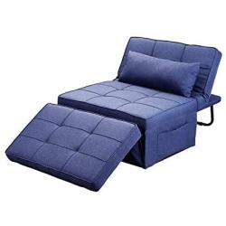 Diophros Folding Ottoman Sleeper Guest Bed, 4 in 1 Multi-Function Adjustable Guest Sofa Chair Sofa Bed (Dark Bule)