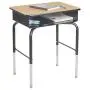 ECR4Kids ELR-24103F-MP 24'' x 18'' Adjustable Open Front Student Metal Book Box, Maple and Black Desk