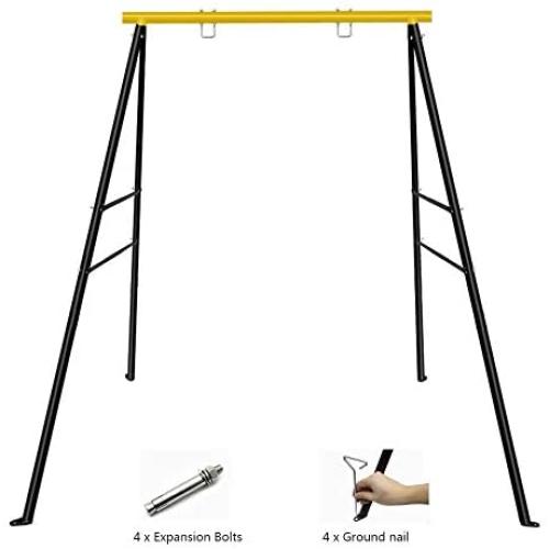 SURPCOS Swing Frame, New Upgraded A-Frame Swing Stand with Ground Nail, Heavy Duty Metal Swing Frame, Fits for Most Swings & Yoga Swing, Anti-Rust and Good Stability, 72'' Height 36'' Length