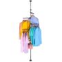 BAOYOUNI 4-Tier Standing Clothes Laundry Drying Rack Coat Hanger Organizer Floor to Ceiling Adjustable Metal Corner Tension Pole, Grey