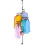 BAOYOUNI 4-Tier Standing Clothes Laundry Drying Rack Coat Hanger Organizer Floor to Ceiling Adjustable Metal Corner Tension Pole, Grey