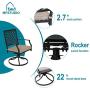 MFSTUDIO 5 Piece Black Metal Outdoor Patio Dining Bistro Set with 4 Swivel Chairs and Steel Frame Slat Larger Square Table, 37'' Table and 4 Backyard Garden Chairs Outdoor Furniture Set, Black