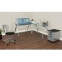 SD STUDIO DESIGNS Futura LS WorkCenter with Tilt Top Adjustable Drafting Table Craft Table Drawing Desk Hobby Table Writing Desk Studio Desk, Silver / Blue Glass