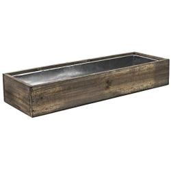 CYS EXCEL Rectangular Planter Box with Removable Zinc Metal Liner (H:3'' Open:18''x6'') | Multiple Size Choices Wood Rectangular Planter | Indoor Decorative Window Box