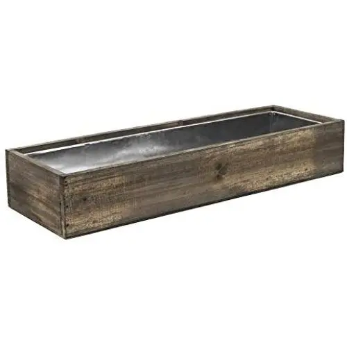 CYS EXCEL Rectangular Planter Box with Removable Zinc Metal Liner (H:3'' Open:18''x6'') | Multiple Size Choices Wood Rectangular Planter | Indoor Decorative Window Box CYS EXCEL Rectangular Planter Box with Removable Zinc Metal Liner (H:3'' Open:18''x6'') | Multiple Size Choices Wood Rectangular Planter | Indoor Decorative Window Box
