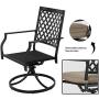 Nuu Garden Outdoor Bistro Swivel Chairs Set of 2, Patio 360-Degree Rotation Metal Dining Chairs with Cushions, Black/Khaki
