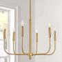 MOTINI 6 Lights Brushed Brass Chandelier Lighting Fixture for Dining Room Adjustable Height Metal Pendant Light Modern Farmhouse Chandelier for Bedroom Living Room Kitchen Island Foyer