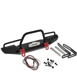 RCAIDONG 1/10 Front Bumper Bull Bar with LED Headlights Winch Mount Seat for TRAXXAS TRX-4 TRX4 AXIAL SCX10 RC Rock Crawler