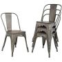 Dining Chairs Set of 4 Indoor Outdoor Chairs Patio Chairs Metal Chairs Restaurant Chair 18 Inch Wooden Seat Height Tolix Side Bar Chairs Metal Kitchen Stackable Chair 330LBS Weight Capacity