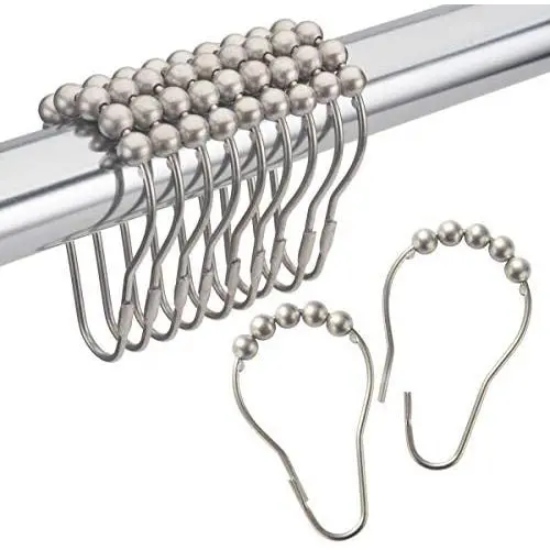 Amazer Shower Curtain Hooks Rings, Rust-Resistant Metal Glide Shower Hooks for Bathroom Shower Rods Curtains-Set of 12-Matte Nickel Amazer Shower Curtain Hooks Rings, Rust-Resistant Metal Glide Shower Hooks for Bathroom Shower Rods Curtains-Set of 12-Matte Nickel