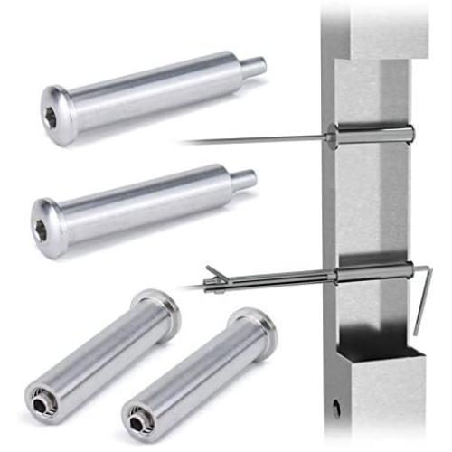 Muzata Cable Railing Kit Invisible 1/8'' 20 Pack Upgraded Patent Turnbuckle Swage Threaded Stud Hex Head Fitting Receiver Terminal Hidden for 3”-6” Wood & Metal Post CR37, CA3 CV1