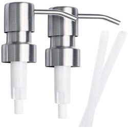 TopHomeStore Stainless Steel Soap and Lotion Dispenser Pumps, 2 Pieces, Replacement for Your Bottles, Includes 2 Nine Inch Tubes (2 Pack)