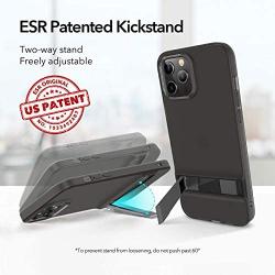 ESR Metal Kickstand Case Compatible with iPhone 12 Pro Max 6.7-Inch [Patented Two-Way Stand] [Reinforced Drop Protection] [Soft and Flexible Back] - Translucent Black