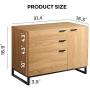 WLIVE 3 Drawer Dresser, Wide Chest of Drawers with 1 Side Door, Wood Storage Cabinet with Sturdy Metal Frame for Bedroom and Living Room, Natural Oak