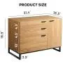 WLIVE 3 Drawer Dresser, Wide Chest of Drawers with 1 Side Door, Wood Storage Cabinet with Sturdy Metal Frame for Bedroom and Living Room, Natural Oak