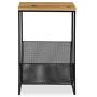 Kate and Laurel Galen Accent Side Table and Magazine Rack with Natural Wood Top and Black Metal Base