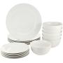 Amazon Basics 18-Piece Kitchen Dinnerware Set, Dishes, Bowls, Service for 6, White