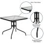 Flash Furniture 31.5 Square Tempered Glass Metal Table