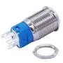 mxuteuk 16mm High Round Cap Horn Button Switch Car Motorcycle Boat Speaker Momentary Push Button Switch Metal Toggle Switch On/Off with Cold Pressed Terminal Connector, 12v Blue LED Light G16LB-BU-5DZ